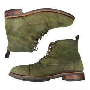 TAFT Dragon Mens Roughout Suede Leather Boots Lace up Size 10 Green